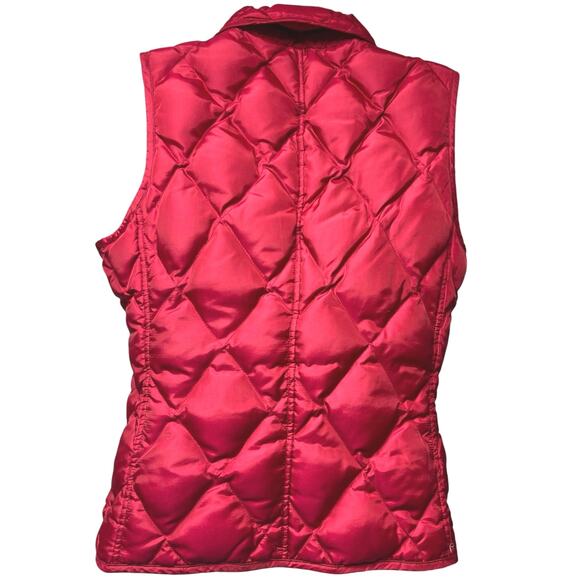 Talbots Red Quilted Puffer Vest Jacket Duck Down Button Up Size Petite Small - Picture 2 of 5
